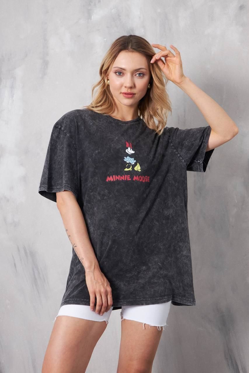 Bisiklet Yaka Baskılı Kısa Kollu Oversize unisex tshirt rahat kullanışlı  model