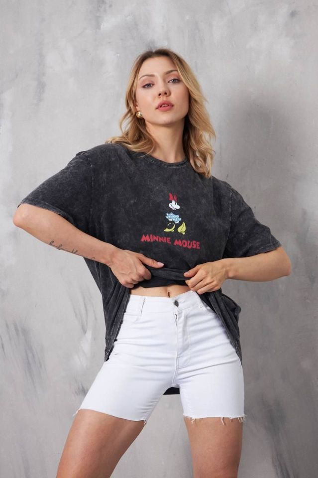 Bisiklet Yaka Baskılı Kısa Kollu Oversize unisex tshirt rahat kullanışlı  model