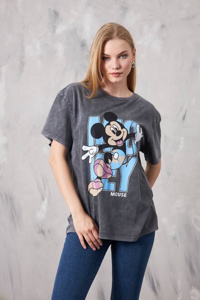 Bisiklet Yaka Baskılı Kısa Kollu Oversize unisex tshirt rahat kullanışlı  model 6003